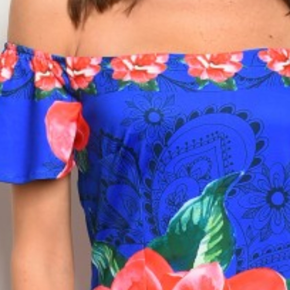 ROYAL FLORAL DRESS @ LAST TWO - Picture 2 of 5